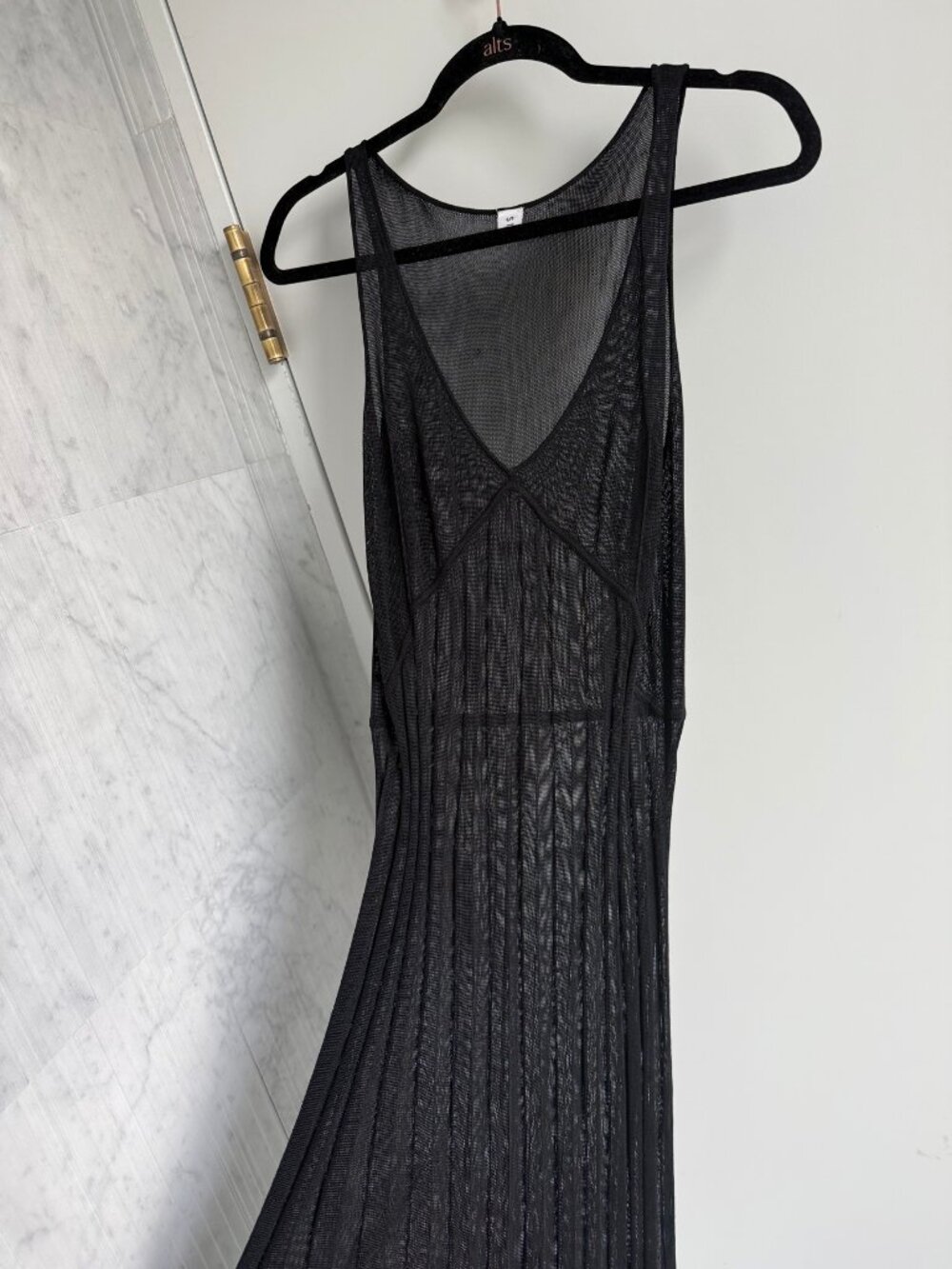 SIR the label Sheer Mesh Maxi Dress – Black, V-Neck, Cover-Up, US 4